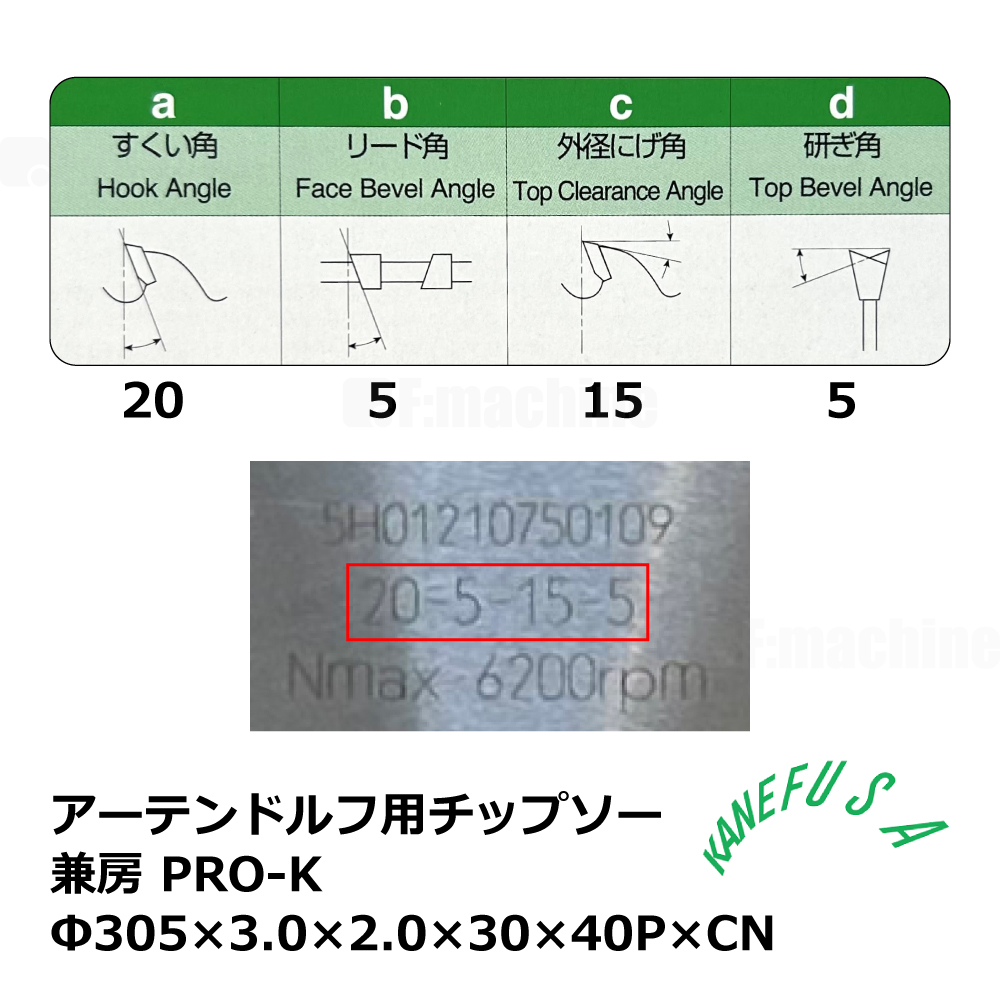 アーテンドルフ用チップソー 兼房 PRO-K Φ305×3.0×2.0×30×40P×CN