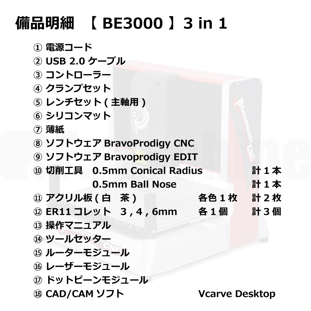 卓上CNCルーター 3in1【BE3000】 / BRAVOPRODIGY