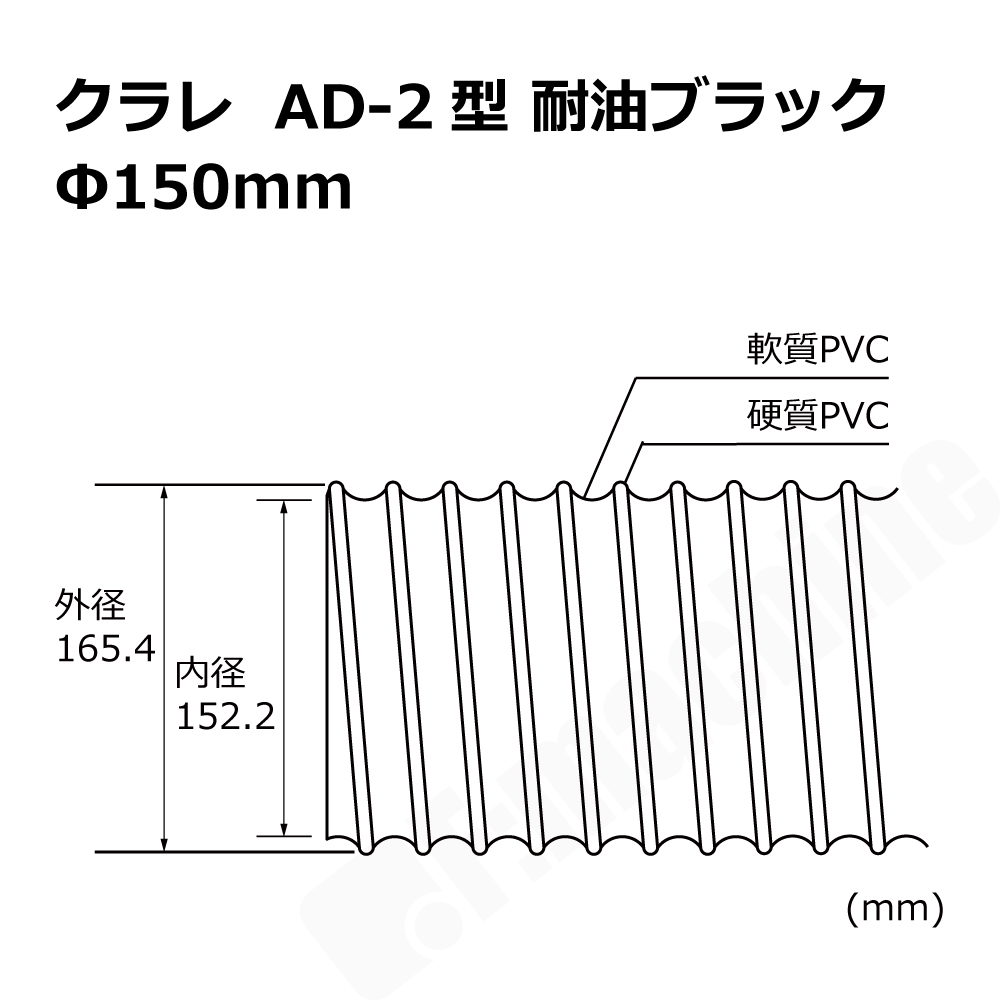 【クラレ】AD-2型 耐油ブラック Φ150mm / 1M単位切り売り / 耐油性・軽量・柔軟・保護【個人宅への配送不可】